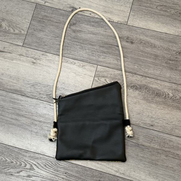 Handmade Jamaica Crossbody Bag Purse Foldover Color Block Clutch Rope Strap Vtg - Picture 5 of 8